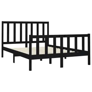 Berkfield Bed Frame Black Solid Wood Pine 150x200 cm 5FT King Size