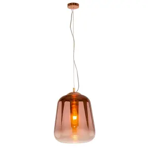 Luminosa Modern Hanging Pendant Copper 1 Light  with Glass Shade, E27