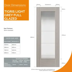 Tigris Light Grey Full Glazed Laminate Internal Door