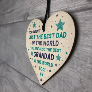 Best Dad Grandad Gift For Fathers Day Birthday Wooden Heart Gift For Him Keepsake