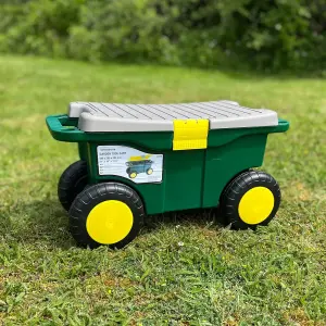 Rolling Sit On Garden Tool Storage Cart