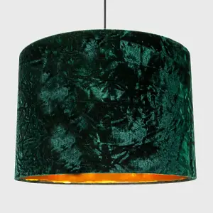 Forest Green Crushed Velvet 16 Floor/Pendant Lampshade with Shiny Copper Inner