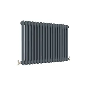 Horizontal Anthracite Double Column Radiator (H) 600mm x (W) 830mm, 3760 BTU.