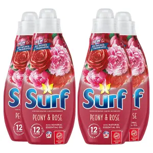 Surf Laundry Washing Liquid Detergent Peony & Rose 2.6 Litre, 96 Washes, 4Pk