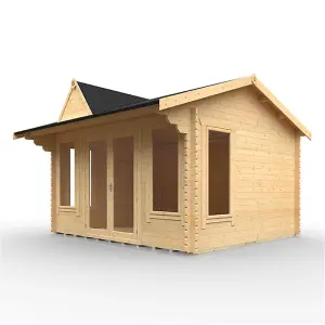 14ft x 10ft (4150mm x 2950mm) Horsforth "The Louisiana" 44mm Log Cabin With 4 Opening Windows