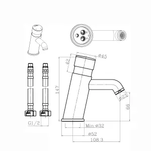 ENKI Vision Chrome Non Concussive Time Adjustable Basin Mixer Taps 12-Piece