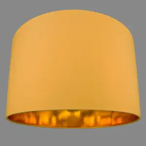 Modern Ochre Cotton Fabric 16 Floor/Pendant Lamp Shade with Shiny Golden Inner