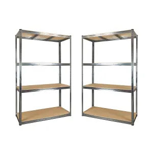 2 Bays of 4 Tier Galvanised Garage Shelving 1800h x 1200w x 400d mm 175kg