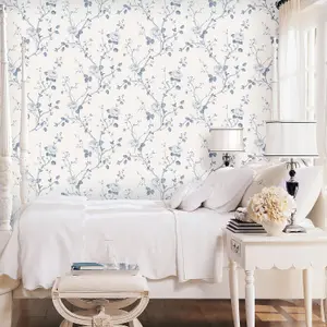 Galerie Palazzo Blue Luisella Floral Embossed Wallpaper