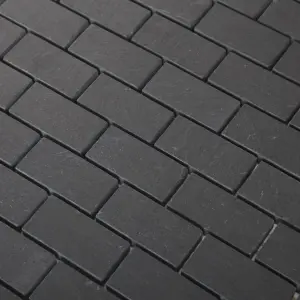 Slate Anthracite Polished Matt Stone effect Natural structure Natural stone Mosaic tile sheet, (L)300mm (W)300mm