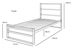 Hartfield Black Metal Single Bed Frame 3ft