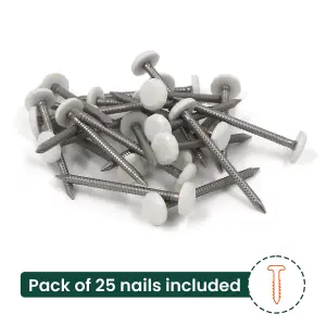 25pk UPVC Panel Pins 50mm Poly Top Pins Nails Plastic Headed Fascia Fixings Roofing Nails White