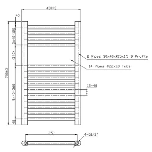 Rinse 700x400mm Chrome Bathroom Heated Towel Rail Radiator Straight Ladder Style Towel Warmer