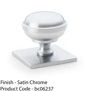 Classic Round Cabinet Door Knob & Matching Backplate - Satin Chrome 34mm Handle