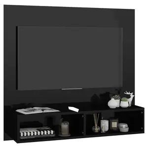 vidaXL Wall TV Cabinet High Gloss Black 102x23.5x90 cm Engineered Wood