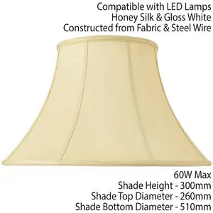 20" Inch Luxury Bowed Tapered Lamp Shade Traditional Honey Silk Fabric & White