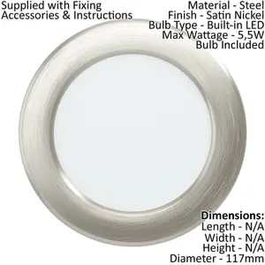 2 PACK Wall / Ceiling Flush Downlight Satin Nickel Steel 5.5W Built in LED