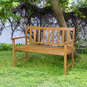 Costway 2-Person Outdoor Chair Garden Patio Wooden Loveseat Bench w/Armrests