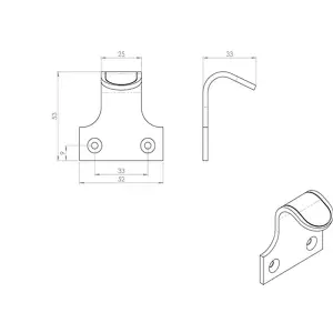 Sash Window Lift Handle 53 x 52mm 33mm Fixing Centres Satin Nickel