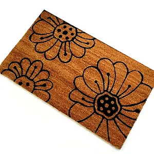 Coir Products Coir Doormat with the Design of an Attractive Flower Design