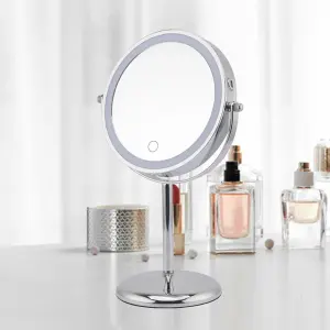 Showerdrape Iris 5x Magnifying Chrome Makeup Vanity Mirror with LED Light