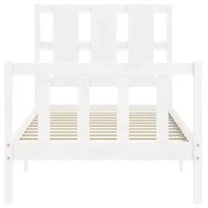 Berkfield Bed Frame with Headboard White 90x190 cm Solid Wood