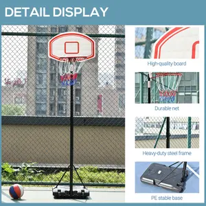 HOMCOM Basketball Stand 175-215cm Adjustable Height Sturdy Hoop w/ Wheels Base