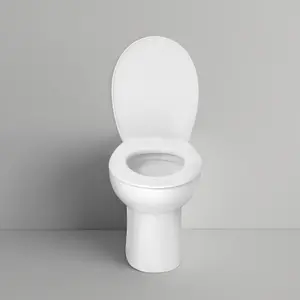 Nes Home Back To Wall Ceramic White WC Toilet Pan Luxurious Soft Close Seat