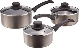 Judge Everyday 3 Piece Pan Set With Glass Lids, 16/18/20cm Saucepans Judge