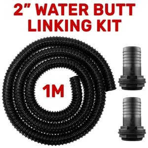 SUPER FLOW waterbutt/rain barrel /ibc tank LINKING kit,1m of 2" hose with two hosetails with nut and washer (REQUIRES 60mm HOLES)