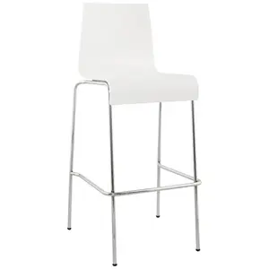 Macedo Counter Stool with Metal Frame Chrome/White