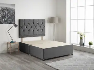 Somnior Plush Charcoal Ziggy Divan Base With Headboard - Super King