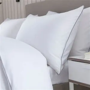 DUSK Cambridge 200 Thread Count Duvet Cover - Cotton - White/Grey - Single