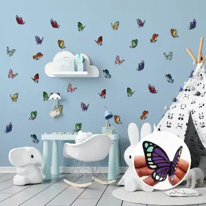 Walplus Combo Kids - Colourful Holographic Lace Butterflies Wall Sticker - 180pcs Aluminium Film