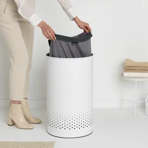 Brabantia White Steel Laundry bin, 60L