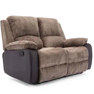 Postana Manual High Back Jumbo Cord Fabric Recliner 2 Seater Sofa (Brown)