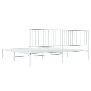 Berkfield Metal Bed Frame with Headboard White 200x200 cm