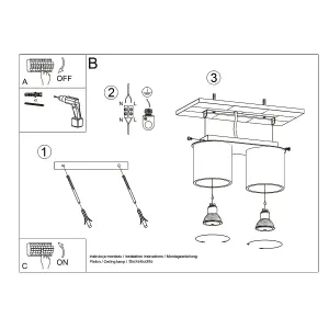 Orbis Aluminium Black 2 Light Classic Ceiling Light