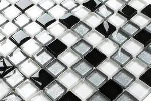 Glass mosaic on mesh for bathroom or kitchen 300mm x 300mm - Moonwalk