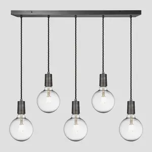 Industville Sleek Edison Cluster Lights, 5 Wire, Pewter