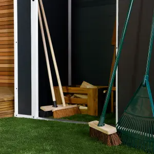 Charles Bentley Plastic Storage Shed 4.4ft x 3.4ft Grey Small Roof Outdoor Tall