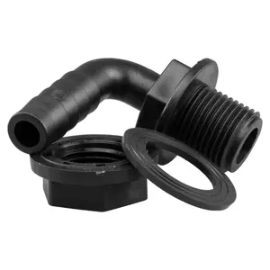 1/2" (13mm) Water butt/rain barrel/water storage tank overflow hosetail elbow with nut & washer ( requires a 21mm hole)