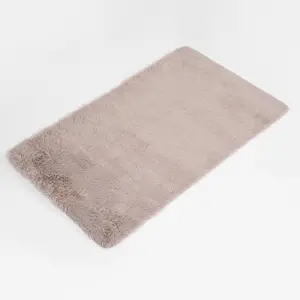 Fluffy Rug Anti-Slip Plain Shaggy Floor Mat, Natural - 160 x 230cm