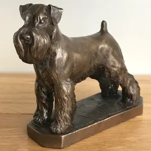 Schnauzer dog figurine in solid cold cast bronze designed by David Geenty