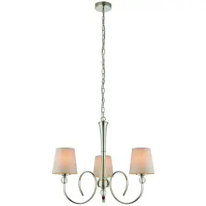 Luxury Hanging Ceiling Pendant Light Bright Nickel Marble Silk 3 Lamp Chandelier