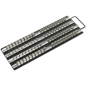 Durable Black 1/4" 3/8" 1/2" Square Drive Bit Holder Tray with Retaining Rails