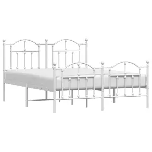 Berkfield Metal Bed Frame with Headboard and Footboard White 140x200 cm