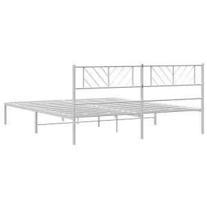 Berkfield Metal Bed Frame with Headboard White 200x200 cm