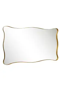 MirrorOutlet The Fluctus Gold Metal Rectangular Wavy Tray Effect Frame Wall Mirror 180CM X 100CM