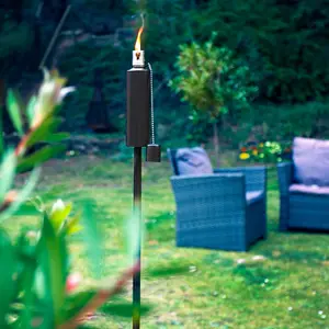 Harbour Housewares - Metal Round Garden Fire Torches - 146cm - Black - Pack of 2